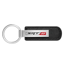 SRT-8 Logo Black Leather Strap Key Chain Key-Ring Dodge Jeep Chrysler Challenger
