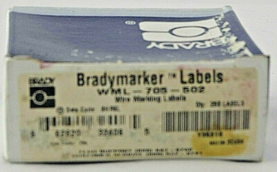 Brady WML-705-502 Wire Marking Labels Qty. 250 32406 *BOX DAMAGE* Free Shipping