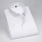 Mens Dress Shirts Short Sleeves Formal Business No Iron Elastic Casual Shirts