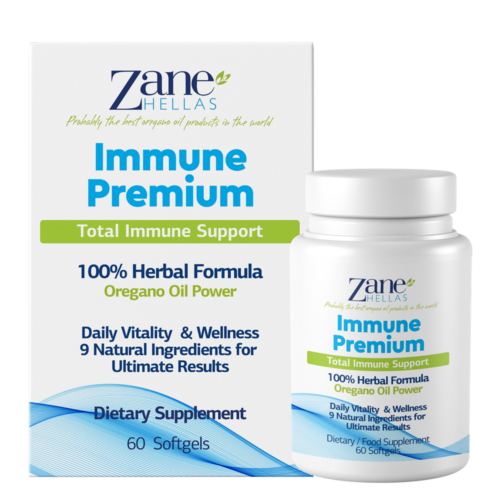Immune Premium par Zane Hellas. 60 gélules. Pour un système immunitaire fort et sain. - Photo 1/7