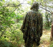 Set giacca pantaloni poncho mimetico foglia 3D caccia tiro con l'arco caccia tiro con l'arco 