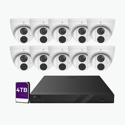 NDAA 16CH PoE Security Camera System with 10*4K Turret Cameras, 4TB HDD