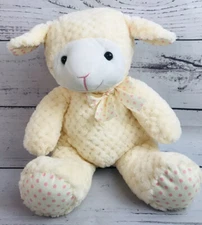HUGFUN INTERNATIONAL 14” Plush LAMB Lovey Off White Pink Polka Dot Ears/feet