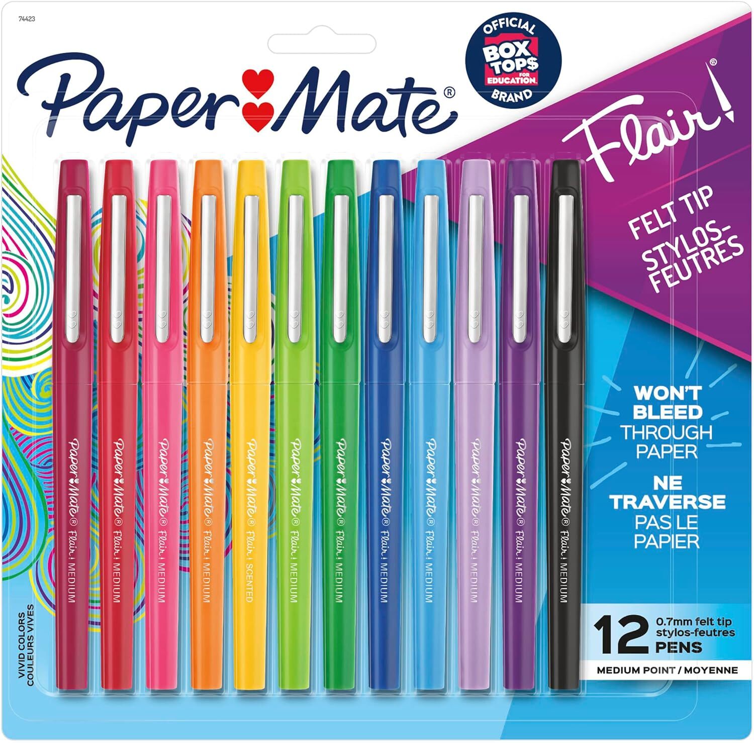 Paper Mate Flair Felt Tip Pens | Medium Point 1 Count (Pack of 12), Assorted
