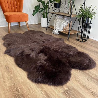 Luxury Brown Genuine Sheepskin Rug 4' x 6' for Home & Pets