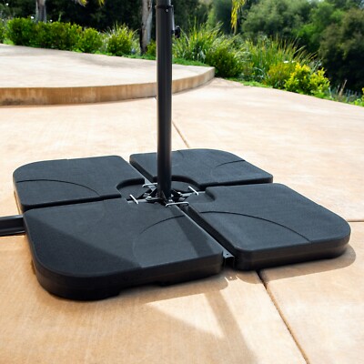 4-piece cantilever offset patio umbrella stand square base plate set Umbrella Stand 4-Piece Cantilever Offset Patio Square Base Plate Set  Heavy-Duty