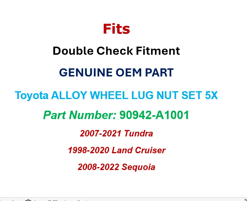 Juego de tuercas de rueda Toyota Land Cruiser 1998-2020 5x piezas originales OEM 90942-A1001 Foto 2 de 4