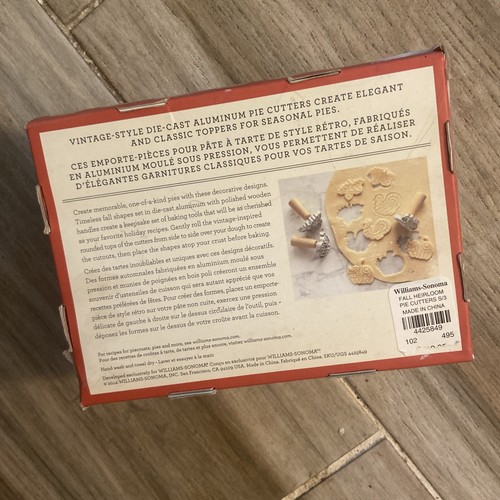 NIB Williams Sonoma Heirloom Autumn Piecrust Cutters Set Turkey Pumpkin Leaf - Picture 8 of 12