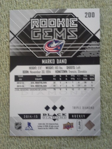 2014-15 Black Diamond MARKO DANO RC Rookie Gems Triple Diamond Orange Columbus - Picture 2 of 2