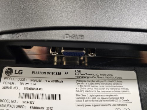 LG Flatron W1943SE 19" LCD Monitor Tested - Picture 5 of 5