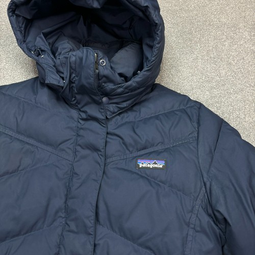Patagonia Jacket Womens Small Blue Duck Down With It Parka Puffer Hood Coat Lady - Picture 3 of 14