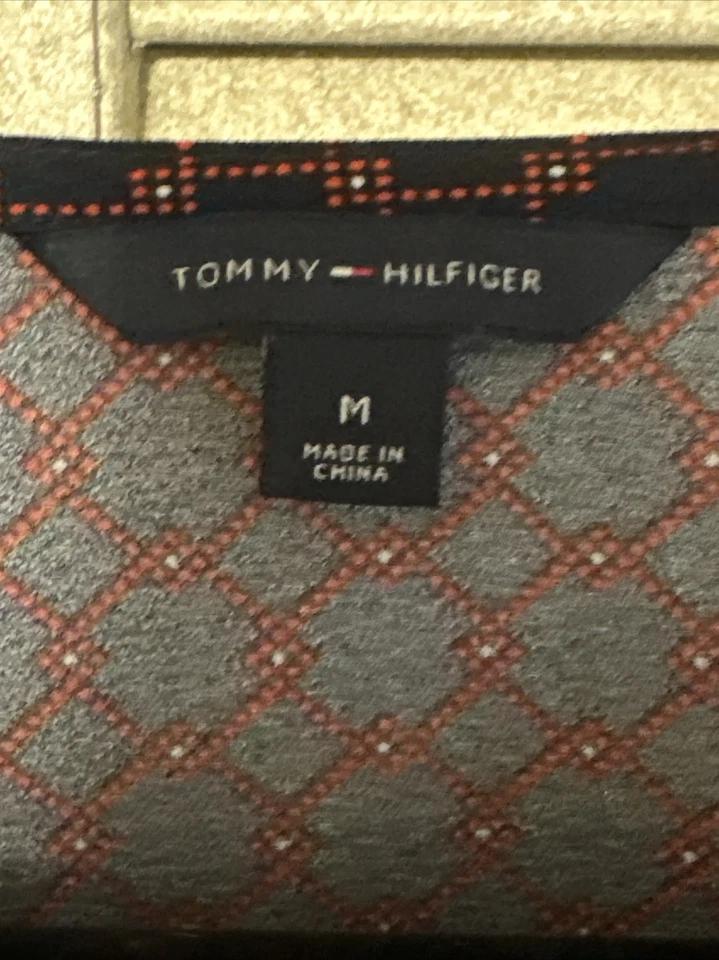 Blusa Tommy Hilfiger para mujer roja y azul oscuro manga 3/4 ojo de cerradura cintura caída M Foto 4 de 4