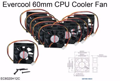 BRANDNEU -- (3 Stück) Evercool 60 mm (2,36'') KUGELLAGER Lüfter mit Schrauben