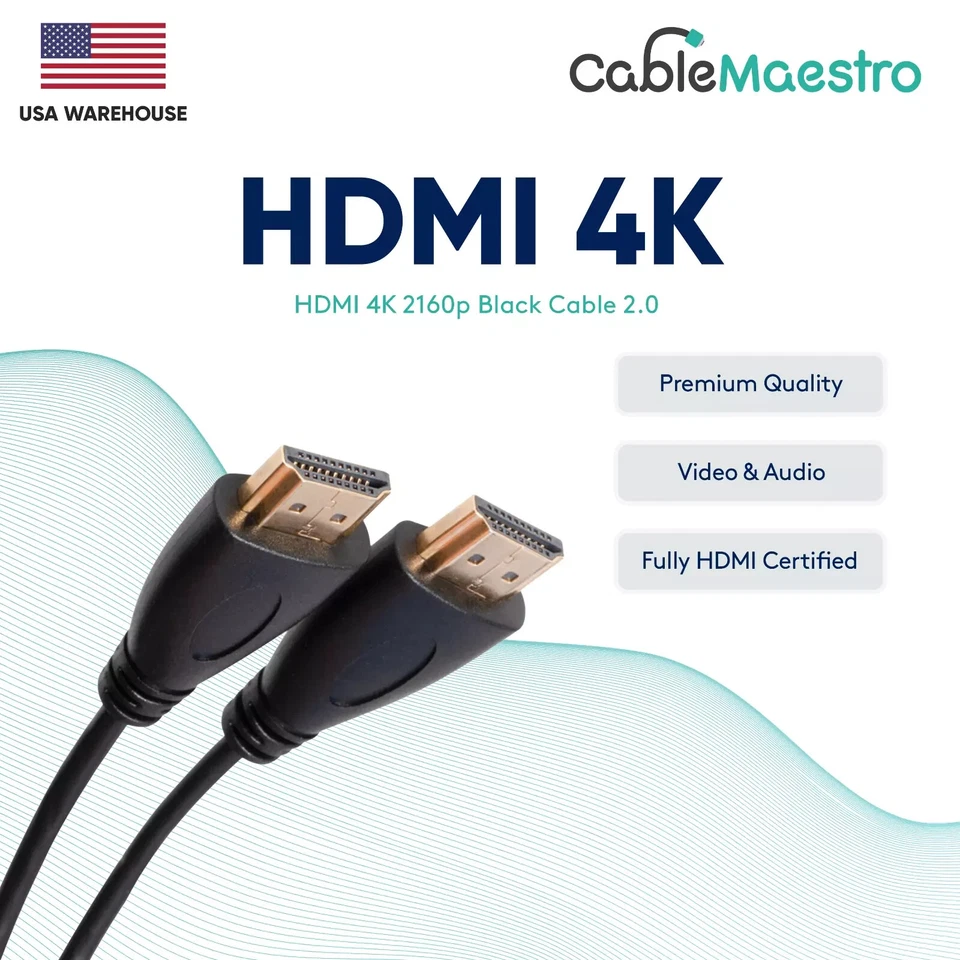 HDMI Cable Black 4K 60Hz  Gold Plated 1.5-50FT Multipack LOT - Image 2 of 4