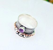 Purple Amethyst Spinner Ring Solid 925 Sterling Silver Handmade Ring Jewelry