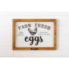 New Farmhouse Chicken FARM FRESH EGGS GLASS WINDOW FRAME SIGN Wall Hanging 19"