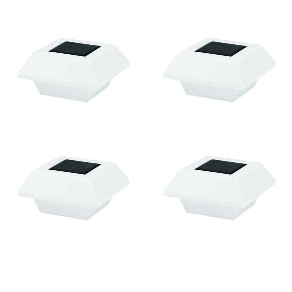 White Roof Gutter Light 4 Pack Solar Powered Integrated LED Auto