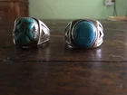 Lot 2 Vintage TURQUOISE sterling silver rings,signed unisex