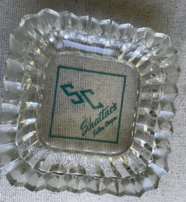 Vintage Salem Oregon Glass Advertising Ashtray Shattuc s 5  Square