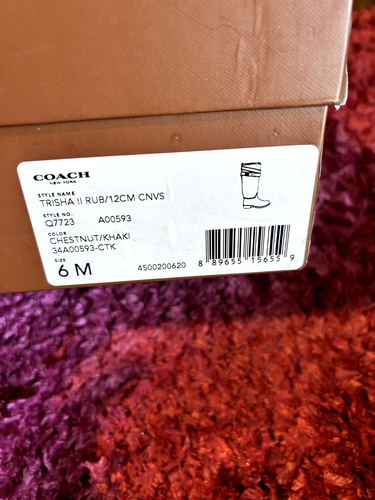 Coach Trisha II Signature Rain Boots Chestnut/Khaki Size 6 - Picture 3 of 3