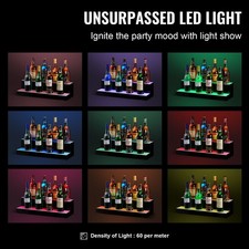 LED Lighted Liquor Bottle Display, 2 Tiers 24 Inch Commercial Illuminated Home