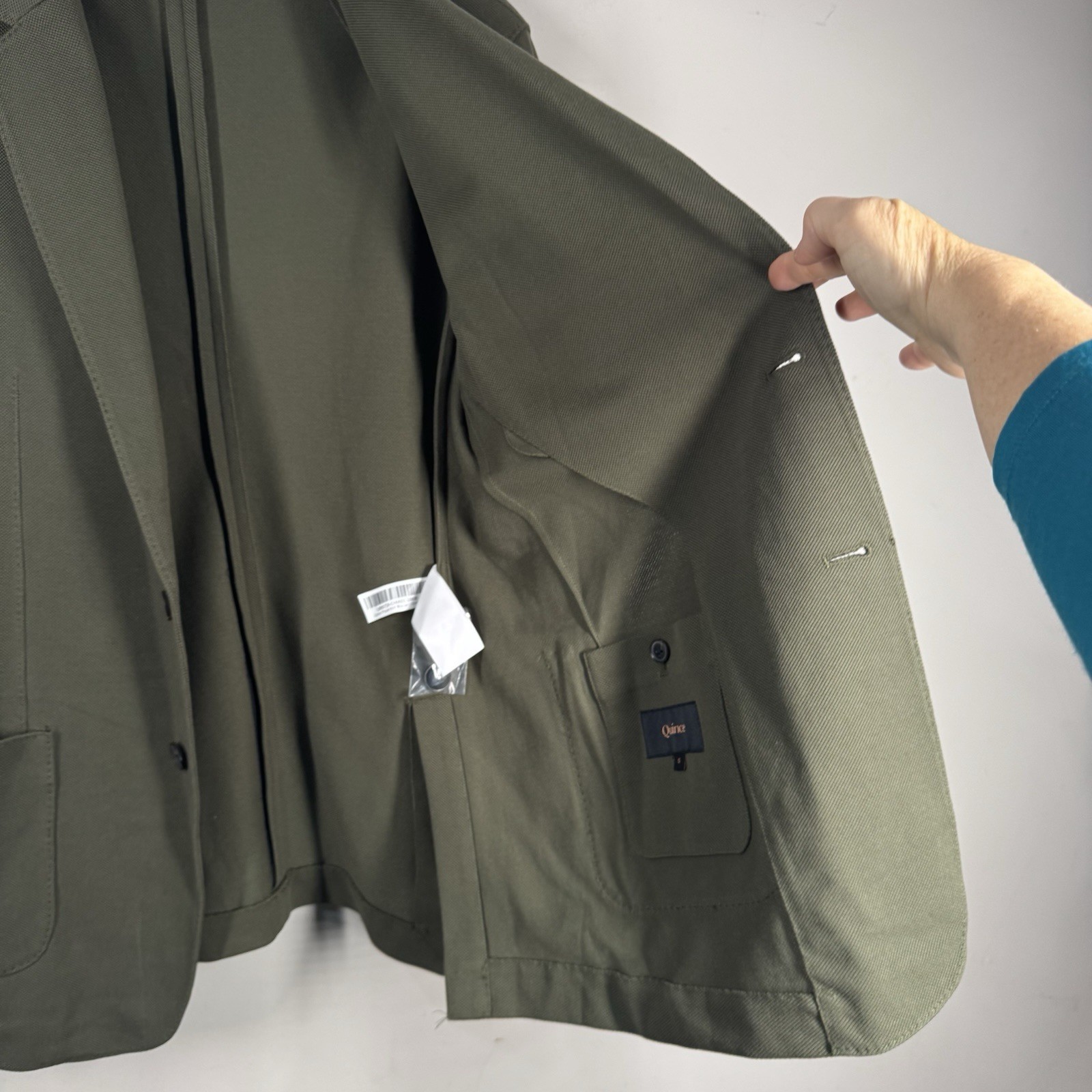 Quince Men Cotton Pique Knit Blazer Outerwear Sz Small New Olive Green