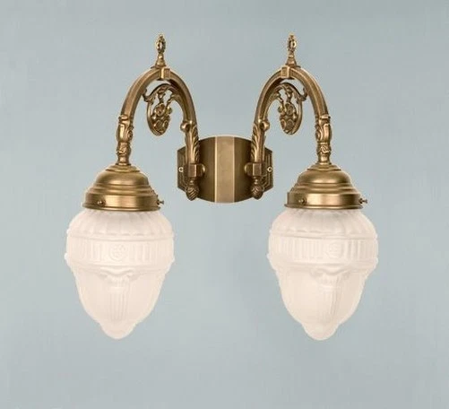 Applique Murale Séjour Messing Verre E27 2-flammes Ornements Style Art Nouveau - Photo 1/1