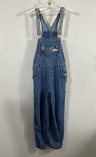 Vintage Looney Tunes Overalls Womens Large Blue Denim Tweety Sylvester 90s Y2K