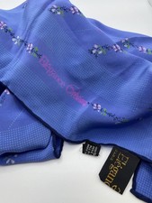 Vintage  Elegance  Paris Blue Floral Silk Scarf - 34  Square EUC