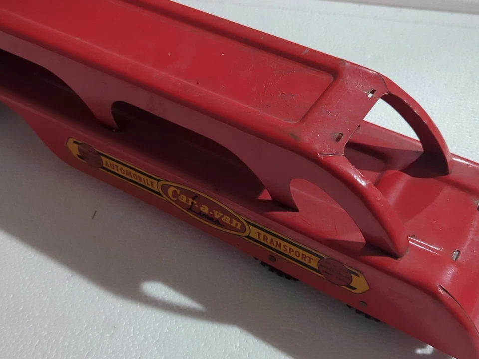 Remolque tractor de transporte vintage Wyandotte Car-A-Van líneas camión de metal juguete Foto 4 de 4