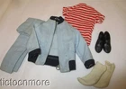 VINTAGE BARBIE KEN DOLL FASHION CLOTHES #789 YATCHMAN SET DEMIN BLACK SHOES