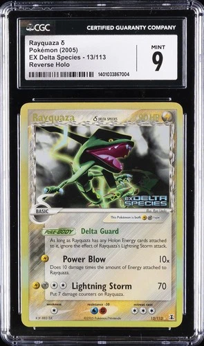 2005 POKEMON EX DELTA SPECIES REVERSE HOLO #13 RAYQUAZA CGC 9
