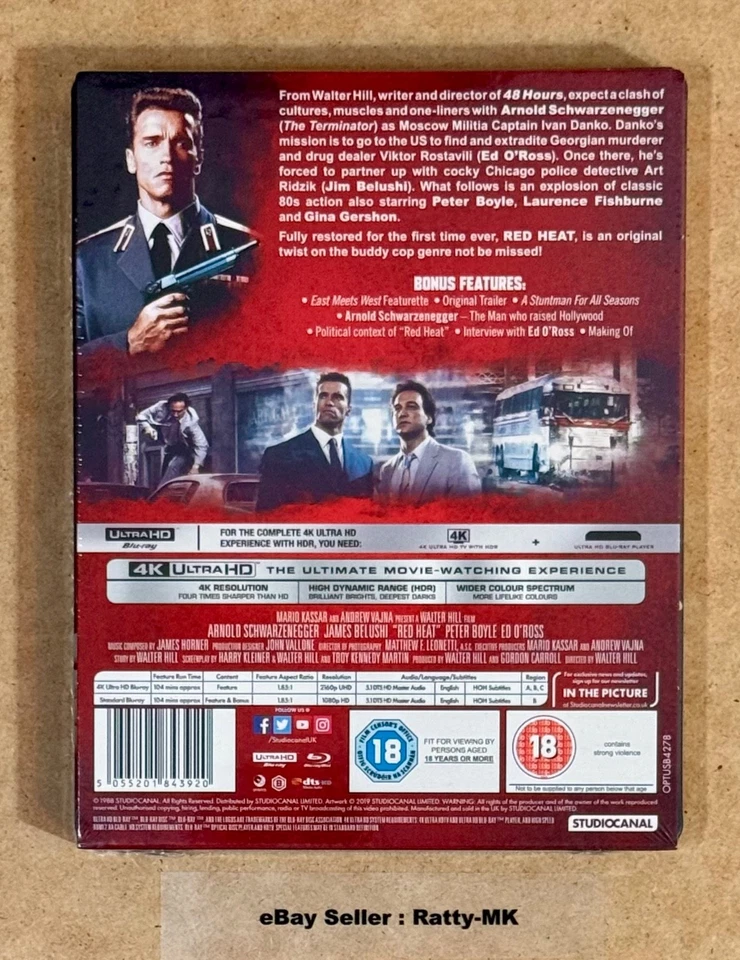 RED HEAT - UK EXCLUSIVE 4K UHD + BLU RAY STEELBOOK - NEW & SEALED - Image 2 of 4