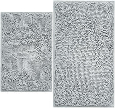 Bathroom Rugs Sets 2 Piece, Extra Soft Chenille Bath Mat Absorbent Bathroom Rug,