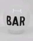 Vintage "BAR" Light Shade Lamp Round Globe White Milk Glass 6" Mid Century