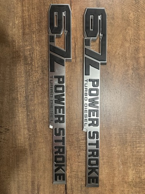 #ad Genuine Ford 6.7L PowerStroke Turbo Diesel Chrome Black Fender Emblem Pair 17 22 $20.00