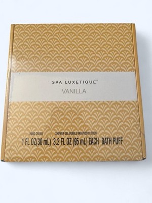 Spa Luxetique Vanilla Spa Gift Set Bath and Body Shower Gel Hand Lotion Bubble
