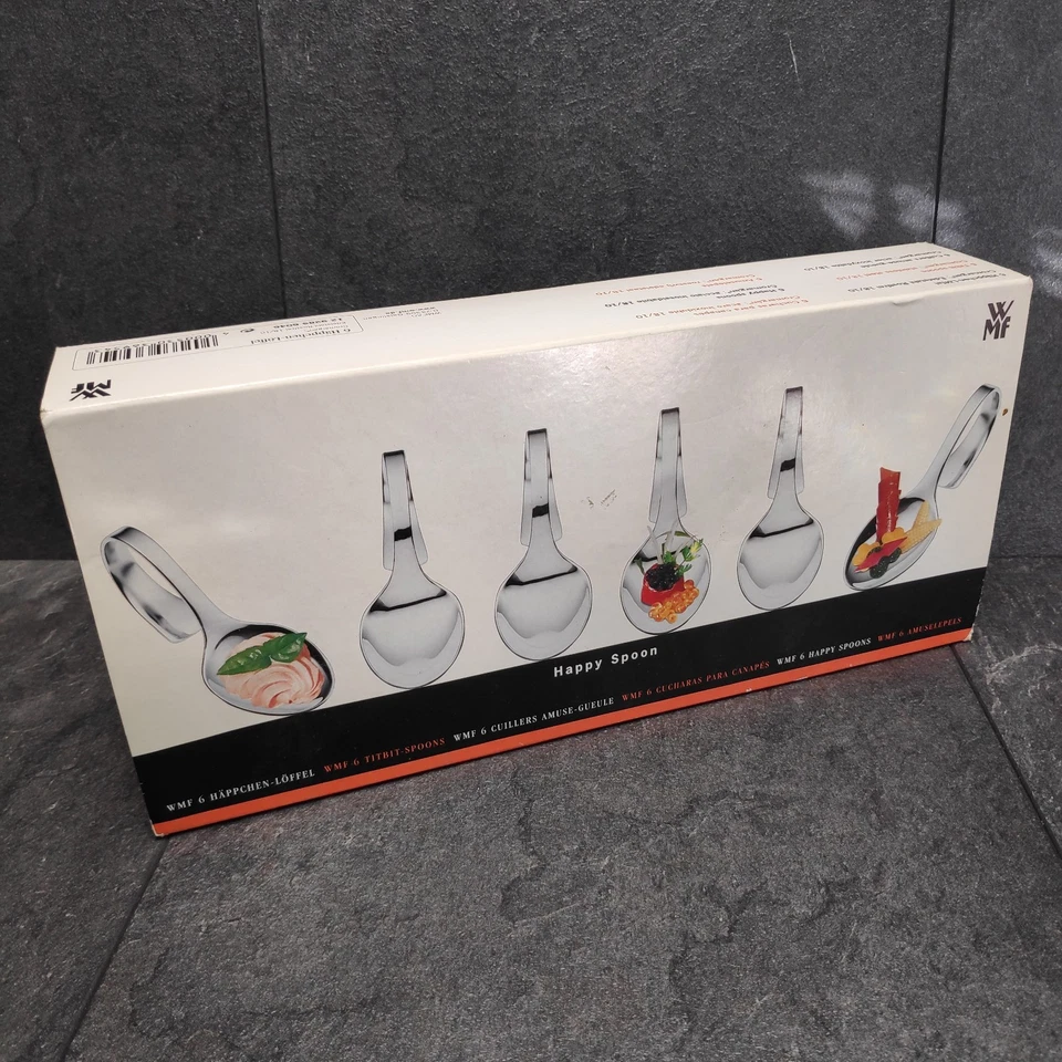 WMF Happy Spoon 6 Häppchen-Löffel Buffetlöffel Servierlöffel Cromargan Mit OVP - Bild 2 von 4
