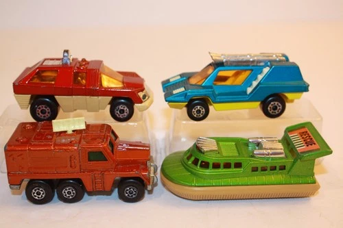 4 Vintage 1970's Matchbox Cars PLANET SCOUT / HOVERCRAFT / COSMOBILE / BADGER