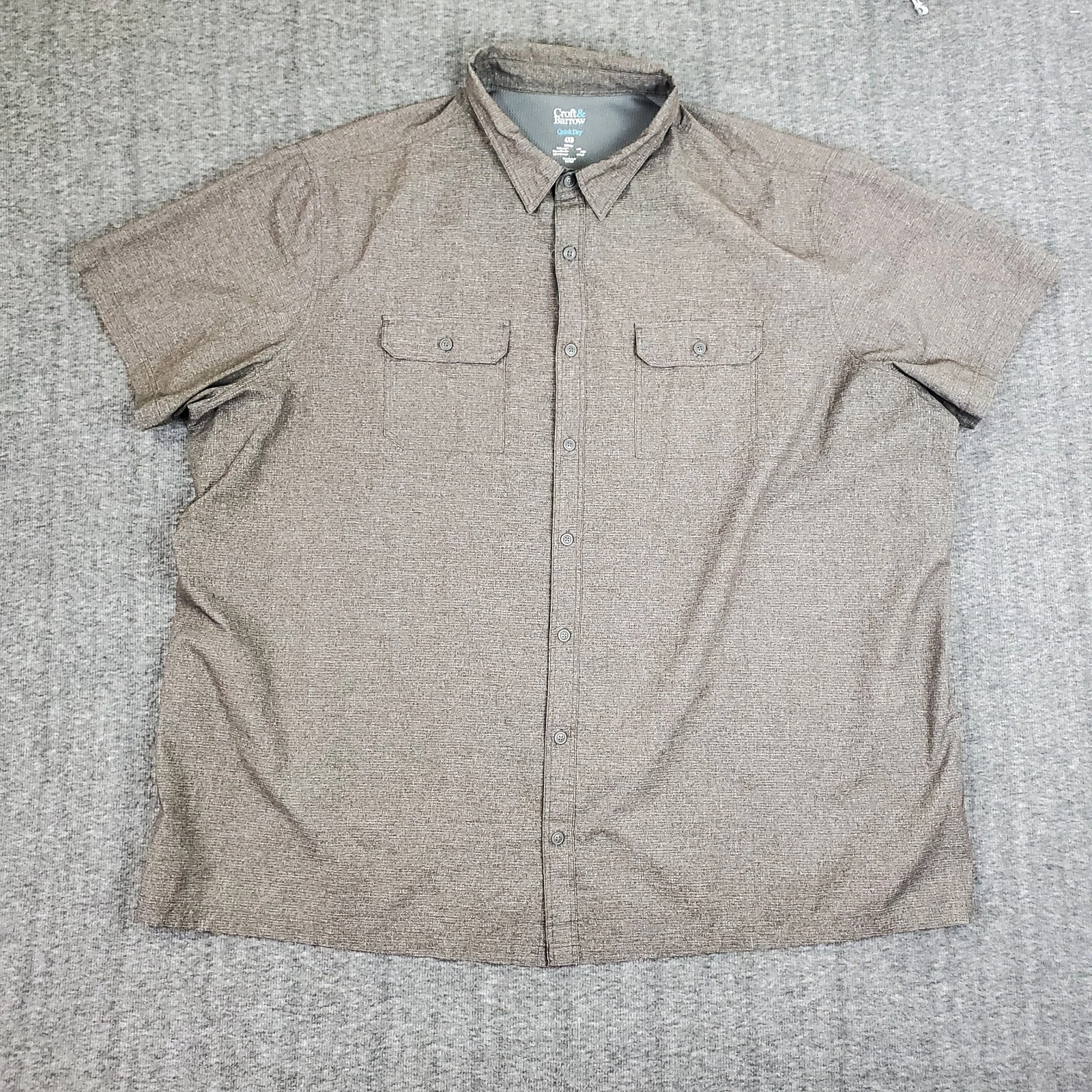 Croft & Barrow Quick Dry Shirt Men 4XB Gray Short Sleeve Vented Fishing