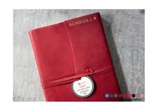 Capri A5 Personalised Italian Leather Handmade Journal Travel Notebook Firebrick