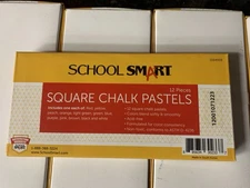 Pacon 1594959 School Smart Square Chalk Pastels  Assorted Colors Set of 12
