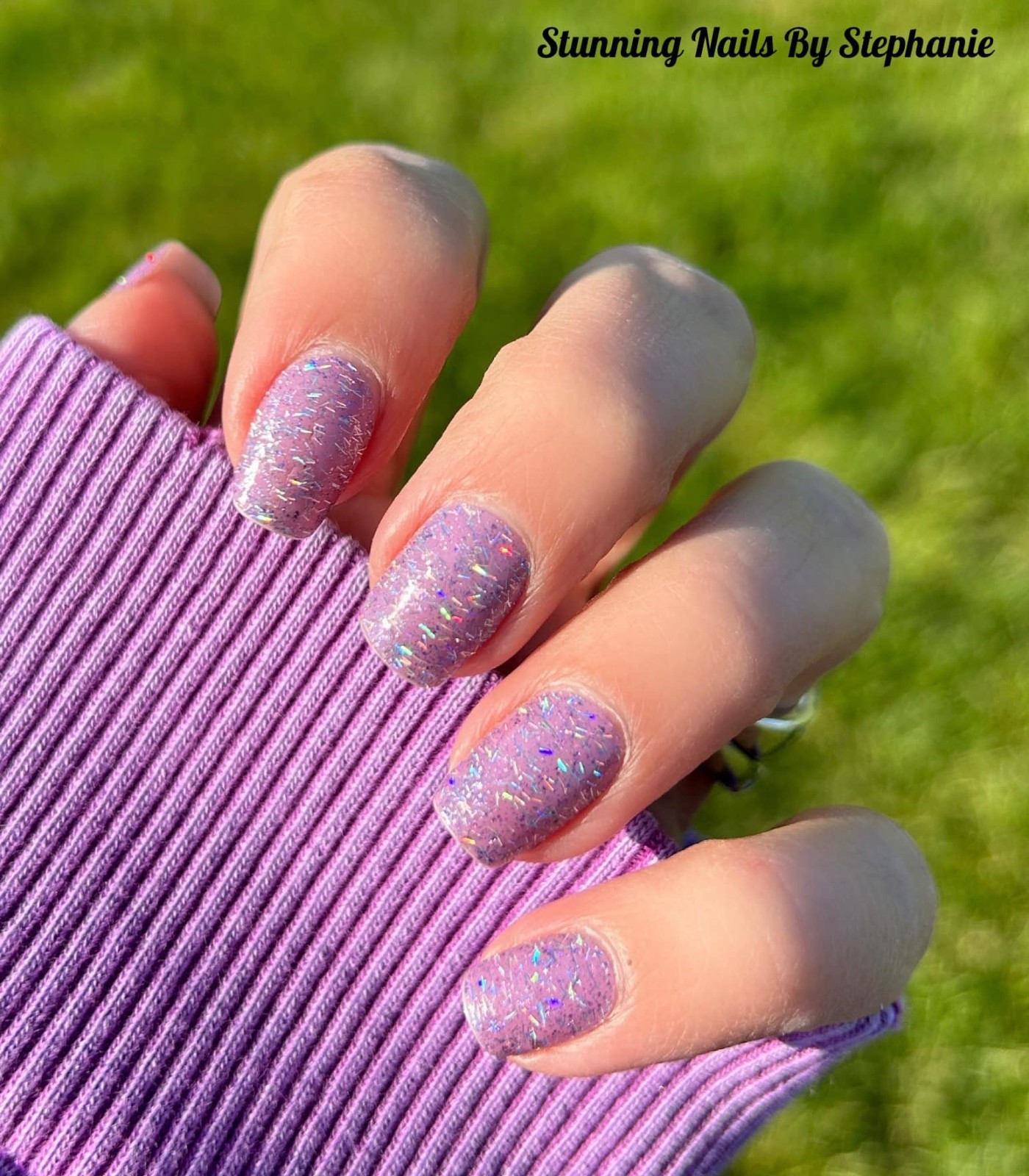 Color Street Nail Polish Strips COSMIC CANDY LAVENDER FX SLIVER GLITTER (FMG340)