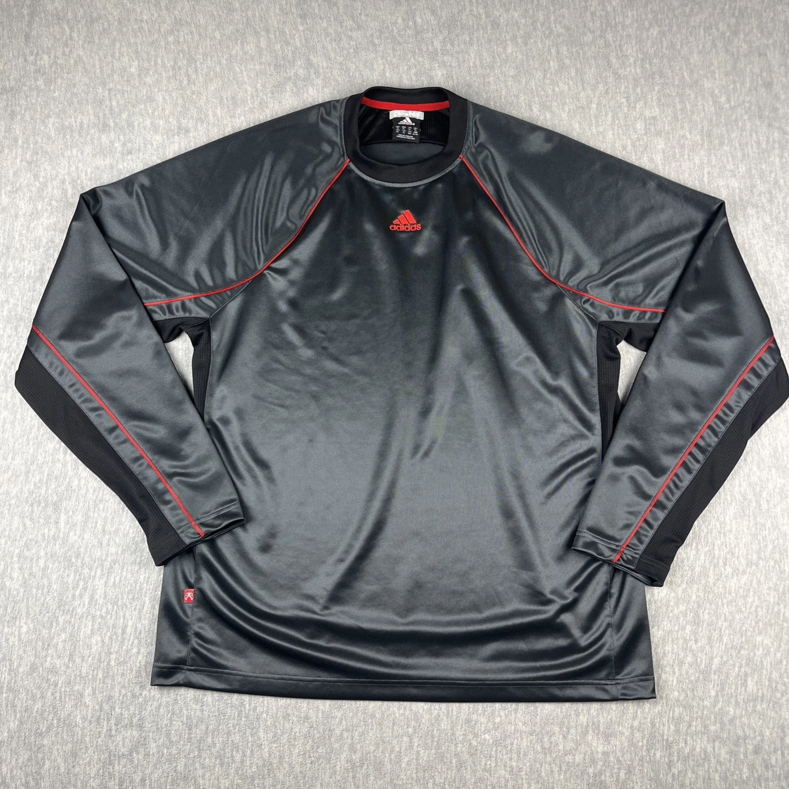 Adidas Clima365 Mens XL Black with Red Long Sleeve Soccer, Track , Warm Up