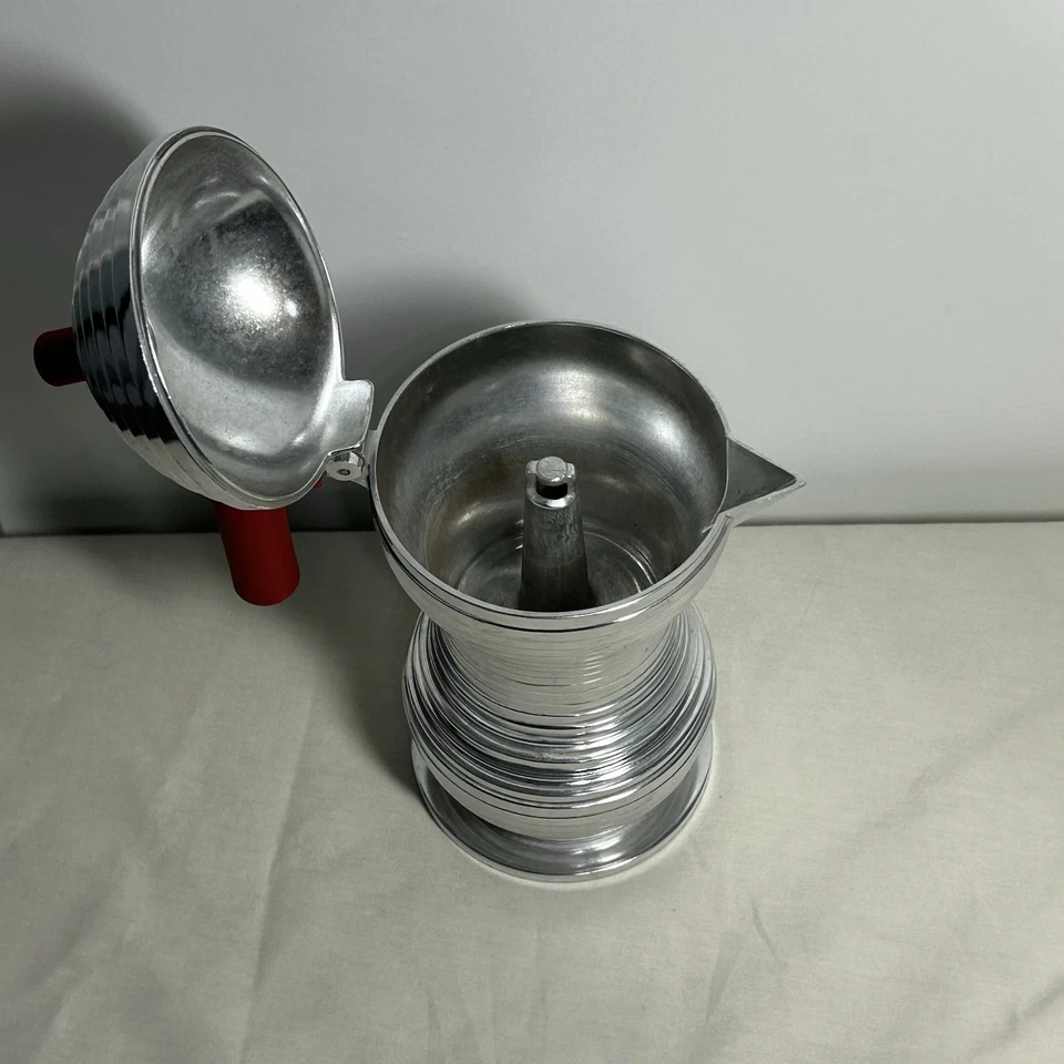 Alessi Pulcina Estufa Superior Rojo Espresso 3 Tazas Cafetera en Aluminio MDL02/3 R Foto 3 de 4
