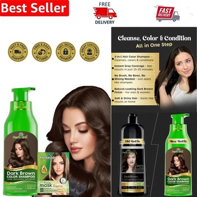 Ammonia-Free Hair Color Shampoo for Women & Men - Covers Grays, 500ml Dark Brown