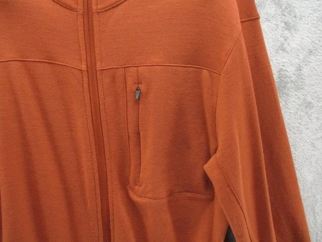 Ibex Shak Jacket Mens Medium Orange 100% Merino Wool Full Zip FLAW - Image 3 of 4