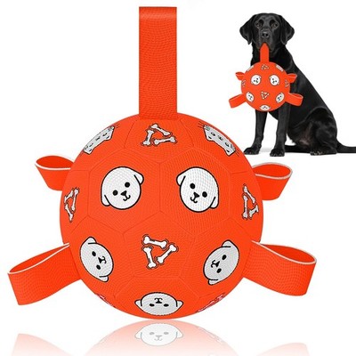 Dog Soccer Ball with Straps, Soccer Ball for Dogs, Outdoor Dog Toys, Dog Birt...