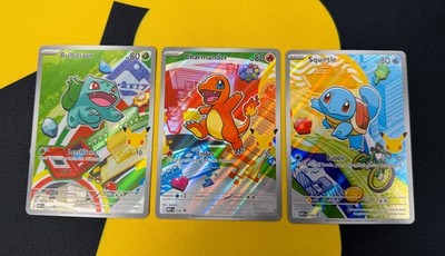 Charmander, Squirtle, Bulbasaur 037, 038, 039 NM First Partner