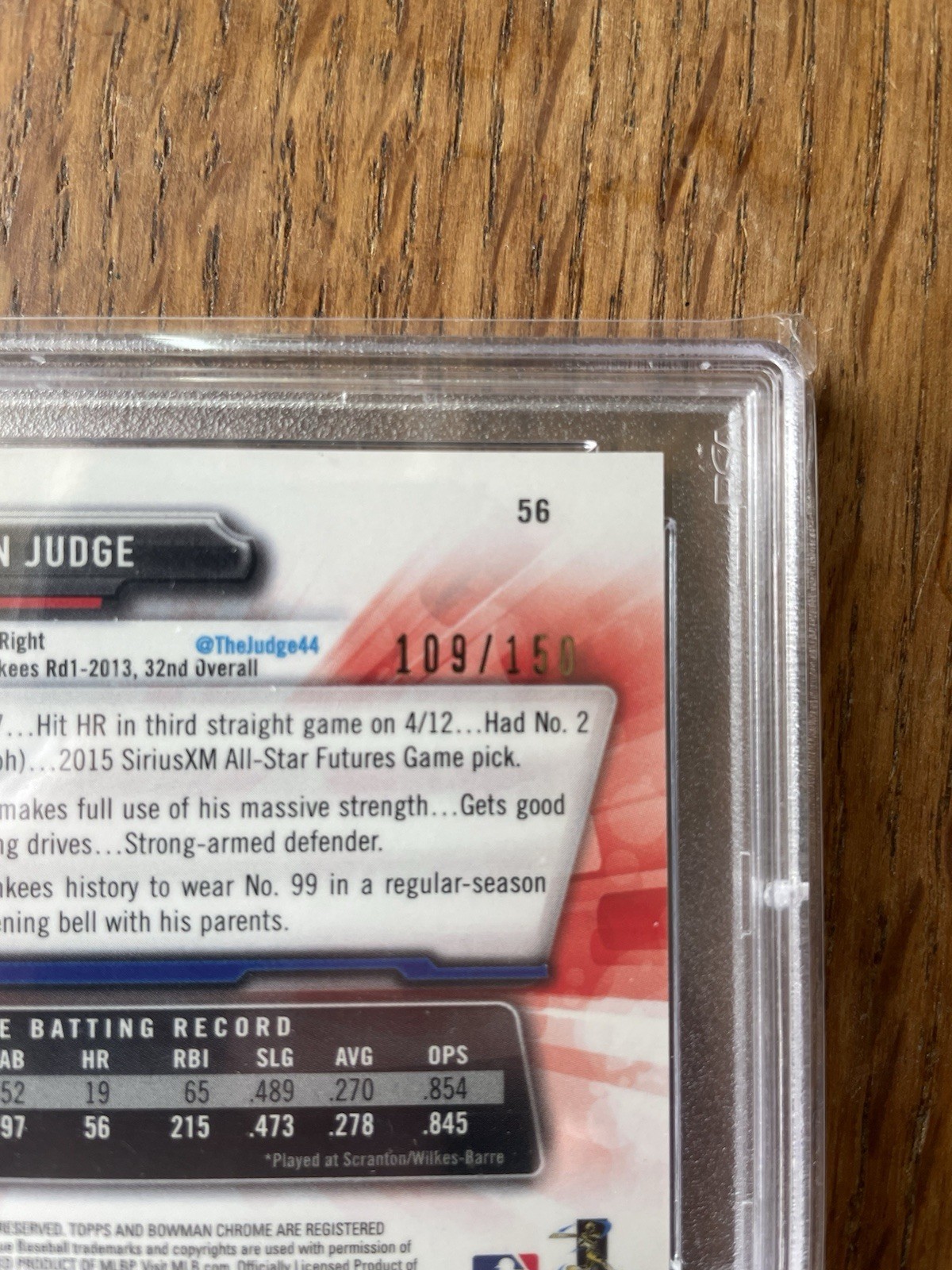 Aaron Judge PSA 10 2017 Bowman Chrome #56 Blue Refractor /150 Rc Rookie Card view 3